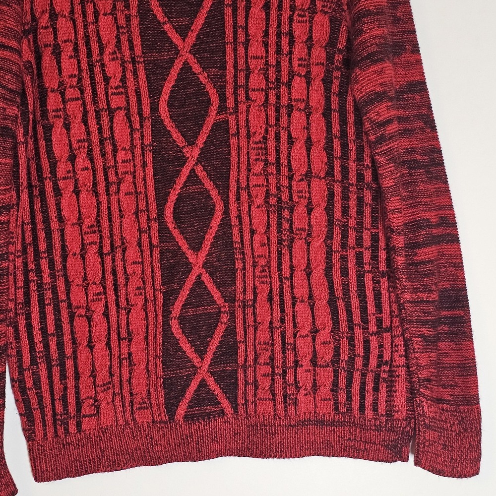 Karen Scott Sweater Womens Medium Red Cable Knit Pullover Crewneck Long Sleeve M - Picture 4 of 12